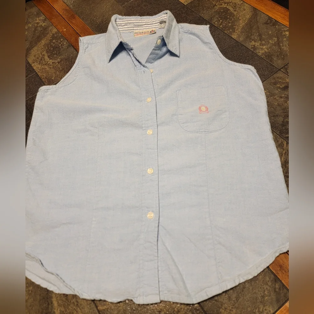 Vtg Y2K 90's Bugle Boy‎ For Her Sleeveless Button-Up Oxford Top Size M Y2K